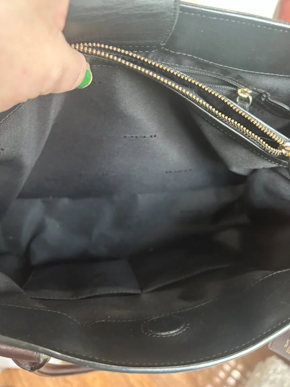 Coach Swagger Carryall in black leather with snakeskin-embossed side panel